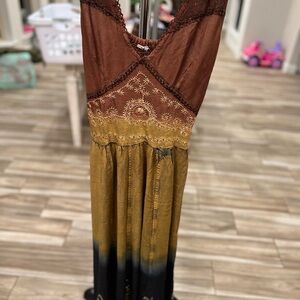 India Boutique Brown and Gold Maxi Dress